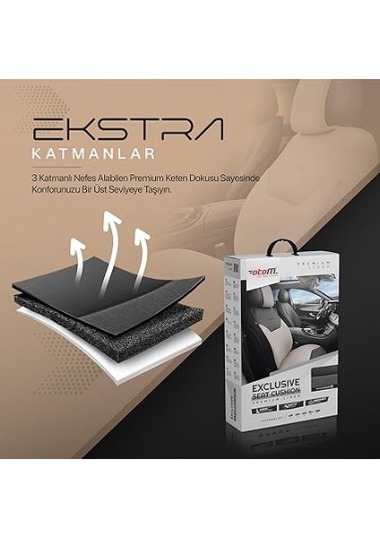 Koruyucu Oto Koltuk Minderi Premium Keten (Siyah) indirimleri