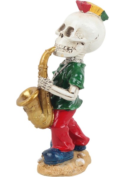 Gotik Tasarım Kurukafa Saksafoncu Müzisyen Heykel Masaüstü Biblo 19 Cm. – Yeni Yıl Ofis Ev Hediyesi modelleri