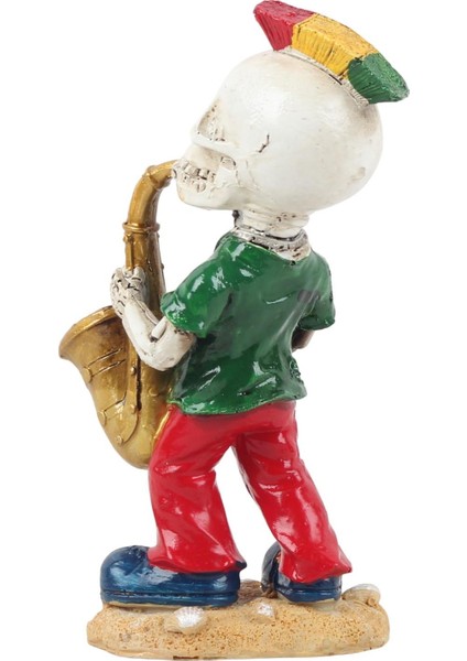 Gotik Tasarım Kurukafa Saksafoncu Müzisyen Heykel Masaüstü Biblo 19 Cm. – Yeni Yıl Ofis Ev Hediyesi fırsatları