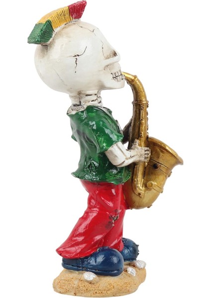 Gotik Tasarım Kurukafa Saksafoncu Müzisyen Heykel Masaüstü Biblo 19 Cm. – Yeni Yıl Ofis Ev Hediyesi indirimleri