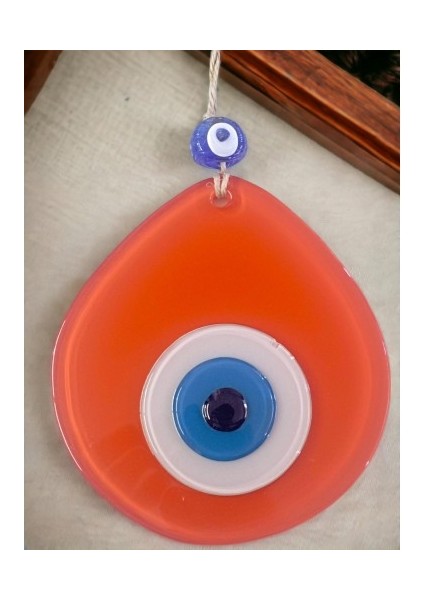 Mavi Nazar Boncuklu Turuncu Renk Nazar Boncuklu Damla Desen El Yapımı Duvar Süsü fırsatları