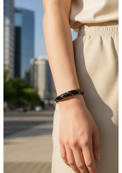 Siyah Spiral Tasarım Kadın Çelik Bileklik – Paslanmaz Çelik, Şık ve Modern fiyatları