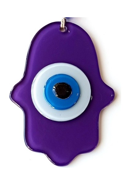 Nazar Boncuklu Mor Renk Fatma Ana Bereket Eli Cam Duvar Süsü