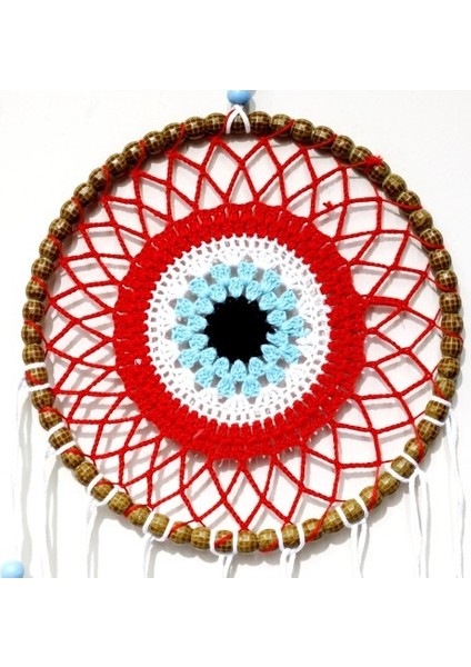Nazar Boncuğu Motifli Düş Kapanı El Yapımı Kırmızı Duvar Süsü fiyatları