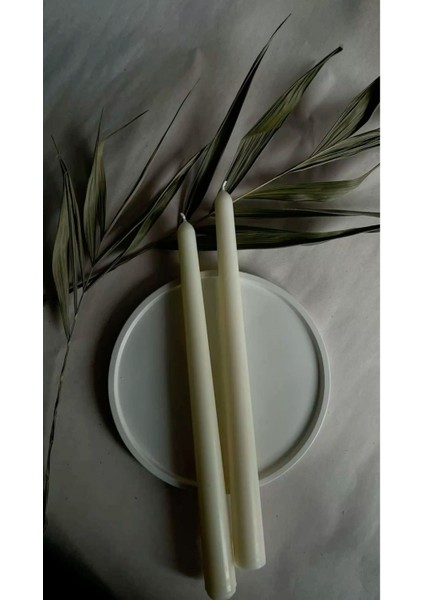 Candle El Yapımı Kokusuz Şamdanlık Dekoratif Kalıp Mum– Kırık Beyaz -22*2