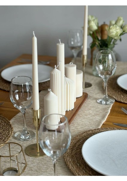 Candle El Yapımı Kokusuz Şamdanlık Dekoratif Kalıp Mum– Kırık Beyaz -22*2 fiyatları