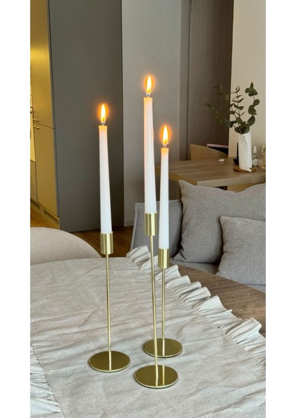 Candle El Yapımı Kokusuz Şamdanlık Dekoratif Kalıp Mum– Kırık Beyaz -22*2 fırsatları