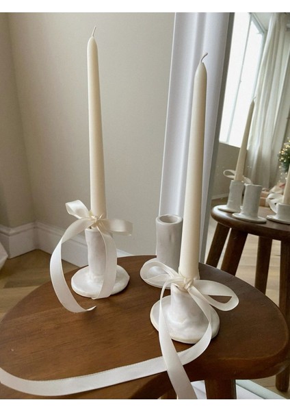 Candle El Yapımı Kokusuz Şamdanlık Dekoratif Kalıp Mum– Kırık Beyaz -22*2 indirimleri