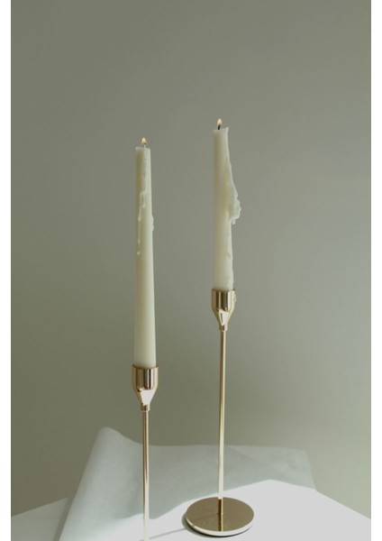 Candle El Yapımı Kokusuz Şamdanlık Dekoratif Kalıp Mum– Kırık Beyaz -22*2