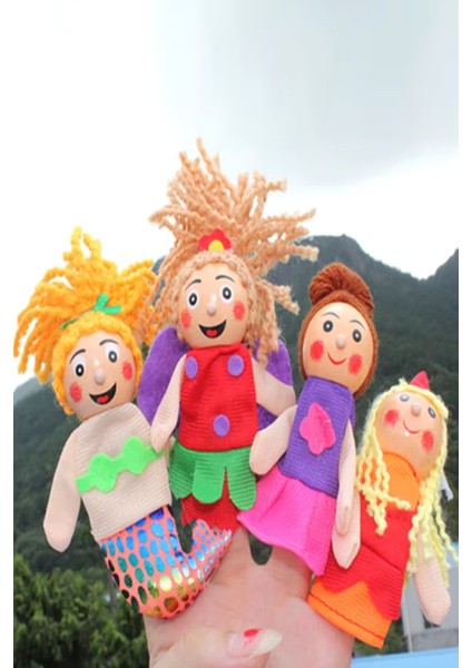 Renkli 4lü Ahşap Parmak Kukla Seti, Çocuklar Için Masal ve Zeka Gelişim Oyunu modelleri