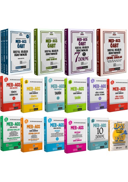 2026 Meb Ags Öabt Sosyal Bilgiler Öğretmenliği Konu 3kitap-Soru-Deneme-Çıkmış Sorular(Ags Konu Soru)