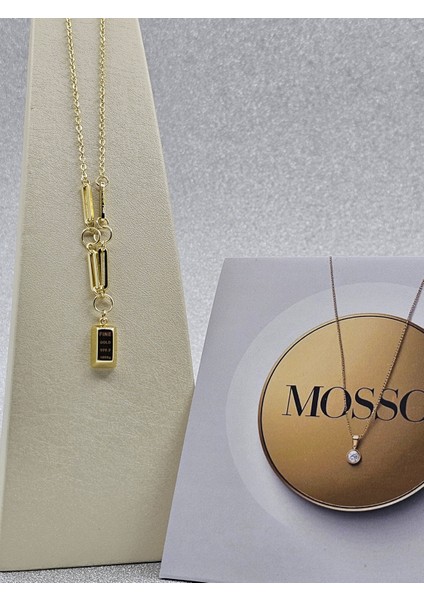 Xuping Külçe Model Çelik Kolye Zincir Detaylı Gold Renk ( Standart Boy )