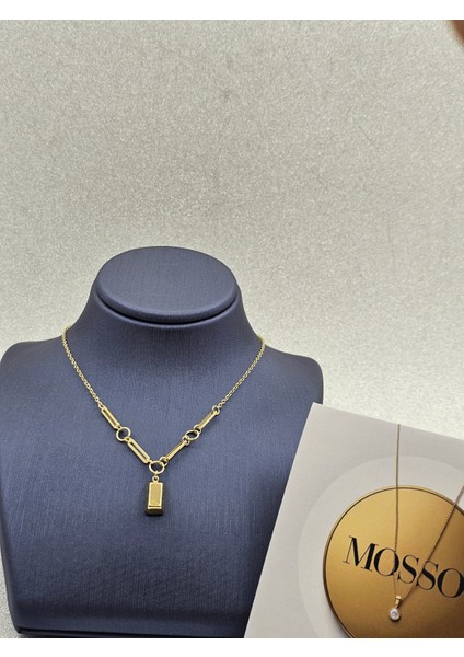 Xuping Külçe Model Çelik Kolye Zincir Detaylı Gold Renk ( Standart Boy ) indirimleri
