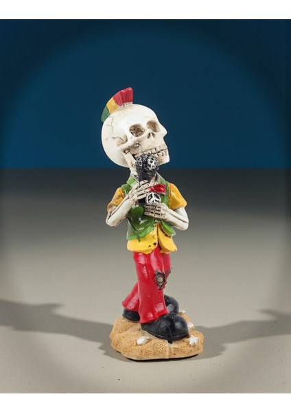 Gotik Tasarım Kurukafa Solist Müzisyen Heykel Masaüstü Biblo 19 Cm. – Yeni Yıl Ofis Ev Hediyesi