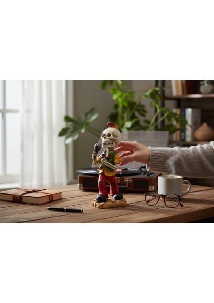 Gotik Tasarım Kurukafa Solist Müzisyen Heykel Masaüstü Biblo 19 Cm. – Yeni Yıl Ofis Ev Hediyesi fiyatları