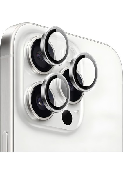 Apple iPhone 16 Pro Gerçek Cam Safir Lens Koruma Gümüş