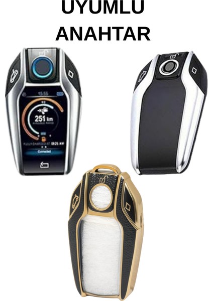 Bmw 7 5 Serisi I Serisi G11 G12 G30 G31 X3 G01 X4 X5 X7 3 Buton Deri Nano Anahtar Kılıfı Siyah-Gold fiyatları