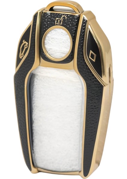 Bmw 7 5 Serisi I Serisi G11 G12 G30 G31 X3 G01 X4 X5 X7 3 Buton Deri Nano Anahtar Kılıfı Siyah-Gold modelleri