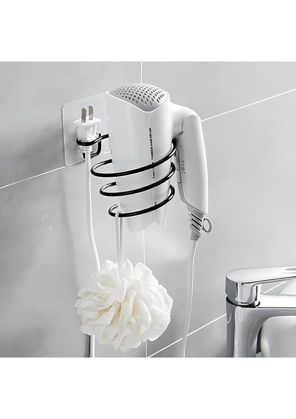 Home Yapışkanlı Metal Fön Makinesi Askısı – Spiral Tasarım, Paslanmaz Saç Kurutma Makinesi Tutucu, Delmeden Duvara Monte, Elektrostatik Boyalı Banyo Düzenleyici fırsatları