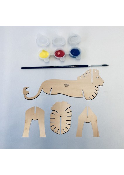 Turuncu 4 Parçalı Ahşap Hayvan Maket Seti, Boyanabilir, Öğretici ve Eğlenceli fiyatları