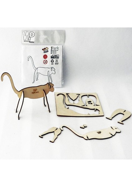 Turuncu 4 Parçalı Ahşap Hayvan Maket Seti, Boyanabilir, Öğretici ve Eğlenceli