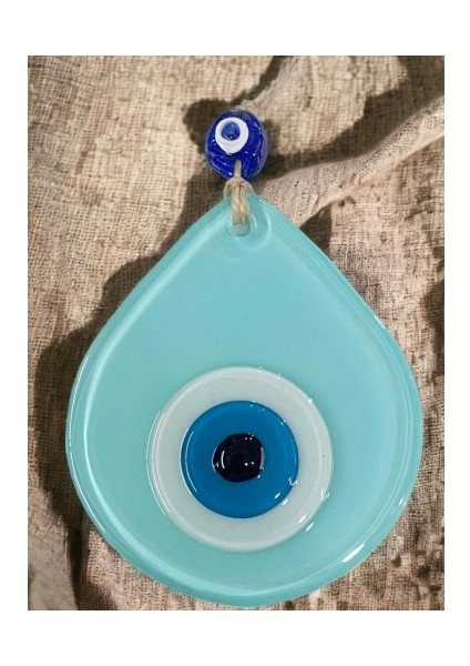 Orta Boy Turkuaz Damla Desen Nazar Boncuklu Duvar Dekoru Cam Duvar Süsü fırsatları