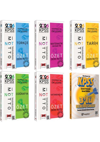 2026 Kpss Ortaöğretim Ön Lisans Motto Serisi Tüm Dersler Özet Ders Notu Seti