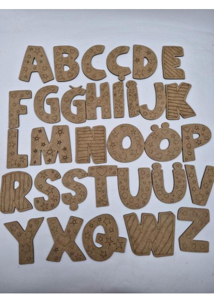 Çok Renkli Ahşap Alfabe Seti 32 Harf, Boyama ve Eğitim Aktivitesi 10 cm modelleri