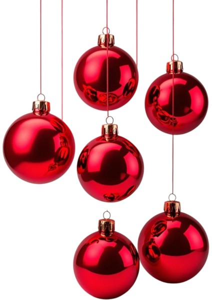 Yılbaşı Çam Ağacı Süsü Cici Top 6 cm 6 Adet Kırmızı