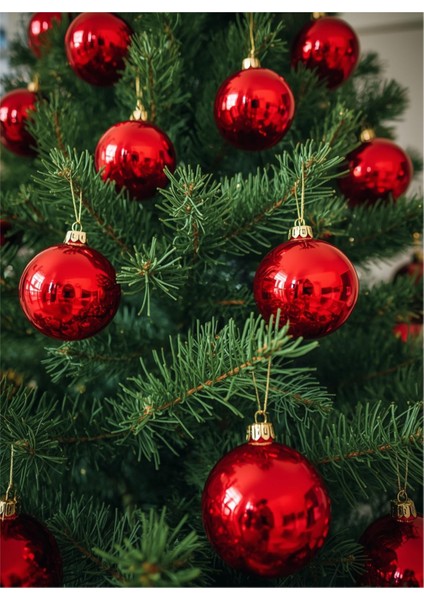 Yılbaşı Çam Ağacı Süsü Cici Top 6 cm 6 Adet Kırmızı fiyatları