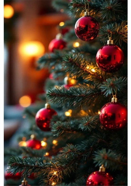 Yılbaşı Çam Ağacı Süsü Cici Top 6 cm 6 Adet Kırmızı modelleri