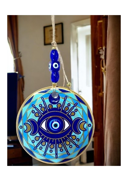 Tek Gözlü Piramit Desenli Nazar Boncuklu Duvar Süsü Cam Duvar Dekoru fırsatları