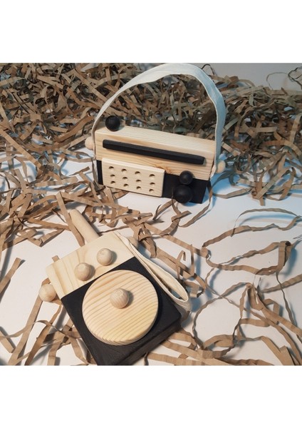 Ahşap Bebek Telsiz ve Radyo Seti, Montessori Oyuncak, Hediye Seçeneği