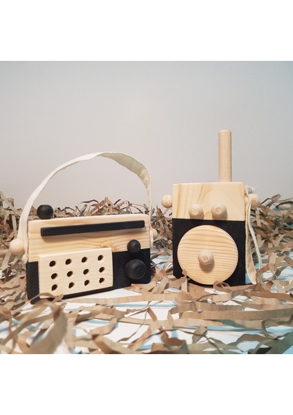 Ahşap Bebek Telsiz ve Radyo Seti, Montessori Oyuncak, Hediye Seçeneği modelleri