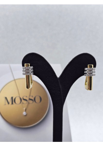 Xuping Zirkon Üç Sıra Taşlı Çelik Küpe fırsatları