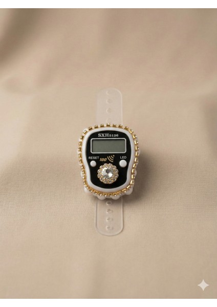 Istridye Hediyelik (Mevlid Çeyizlik Hac Umre) Sesli LED Işıklı Kutulu Taşlı Süslü Zikirmatik - Beyaz Renk 1 Adet modelleri