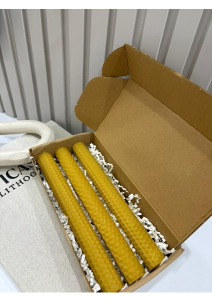 Doğal Sarma Bal Mumu Şamdan Mum – El Yapımı Petek Dokulu %100 Saf Bal Mumu (3 Adet 21 Cm) modelleri
