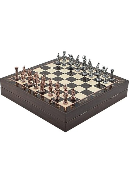 Orta Boy Metal Roma Satranç Takımı Antik ve Ceviz Desenli Sandıklı Mdf Tahtası (36X36X6 Cm.) modelleri