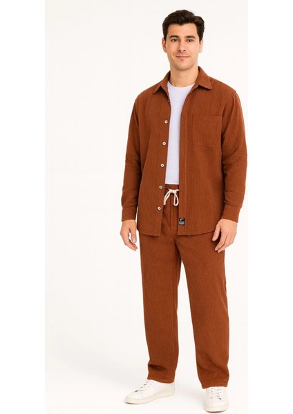 Erkek Kadife Oversize Takım – Gömlek ve Pantolon Ikili Set Füme Corduroy Şıklığı, Rahat V fiyatları