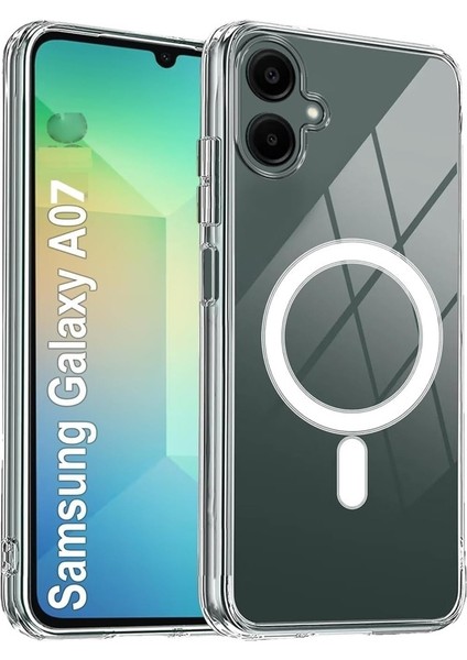 Samsung Galaxy A07 Uyumlu Magesafe Wireless Şarj Özellikli Şeffaf Silikon Kılıf
