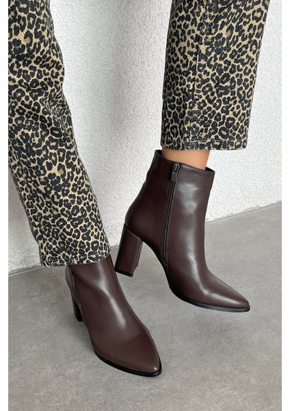 Fergal Kadın Topuklu Deri Bot Kahve
