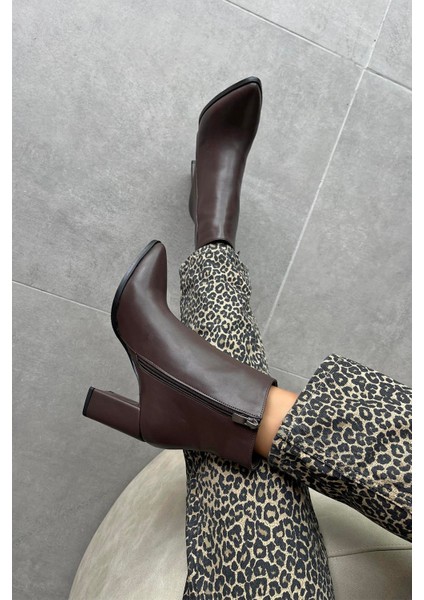 Fergal Kadın Topuklu Deri Bot Kahve fiyatları