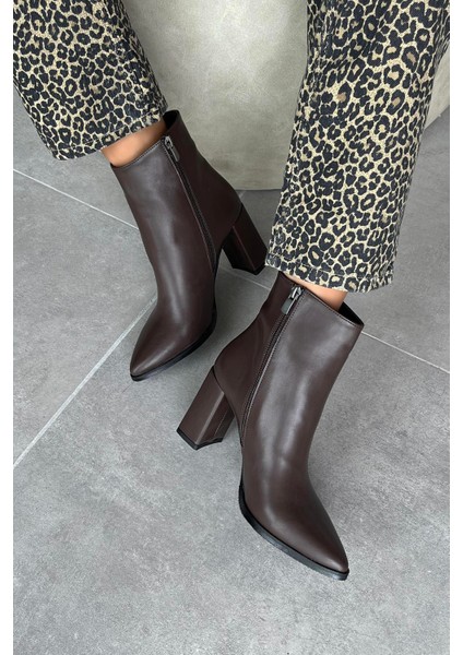 Fergal Kadın Topuklu Deri Bot Kahve modelleri