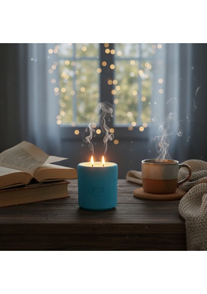 Huzur Veren Bir Atmosfer Ortamı Için Çift Alevli Dekoratif Mum, Arkadaşa Anlamlı Hediye, Mavi Renk fırsatları