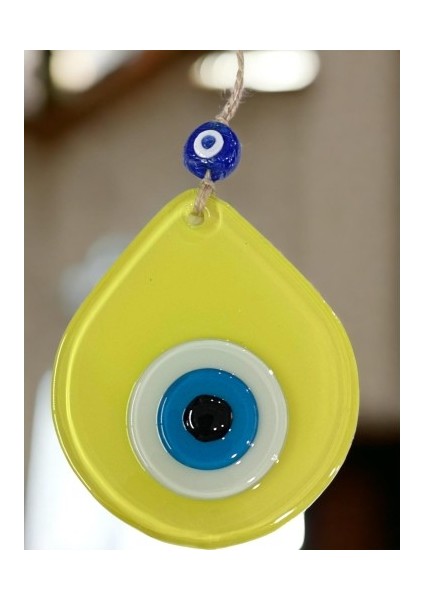 Orta Boy Sarı Damla Desen Nazar Boncuklu Duvar Dekoru Cam Duvar Süsü modelleri