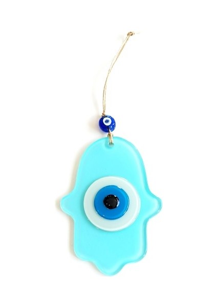 Nazar Boncuklu Turkuaz Renginde Fatma Ana Bereket Eli Cam Duvar Süsü fiyatları