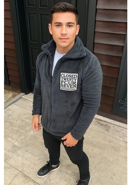 Erkek Polar Fermuarlı Sweatshirt – Kapüşonsuz, Cepli, Yumuşak Dokulu, Oversize Rahat Kalıp, Kışlık Sıcak Tutan Fermuarlı Üst