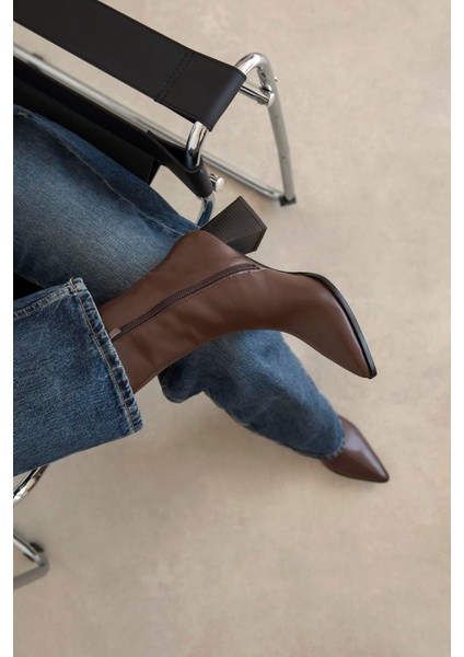 Liston Kadın Topuklu Deri Bot Kahve modelleri