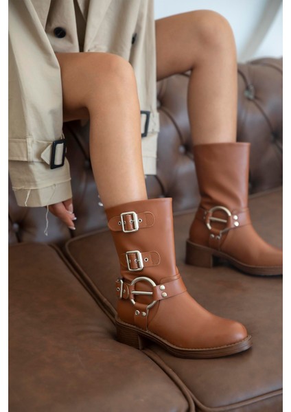 Senya Kadın Aksesuar Detay Deri Bot Taba fırsatları