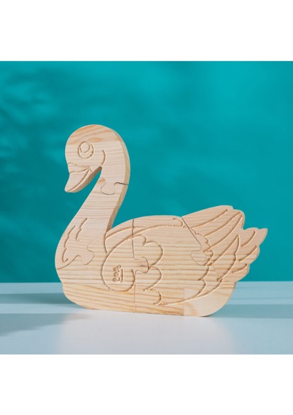 Doğal Ahşap Puzzle Hayvanlar Serisi Kuğu Boyama ve Hobi Eğlencesi